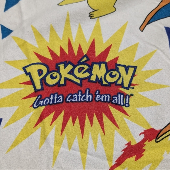 Vintage Pokemon Cotton Flannel Twin Flat Sheet - Picture 5 of 10